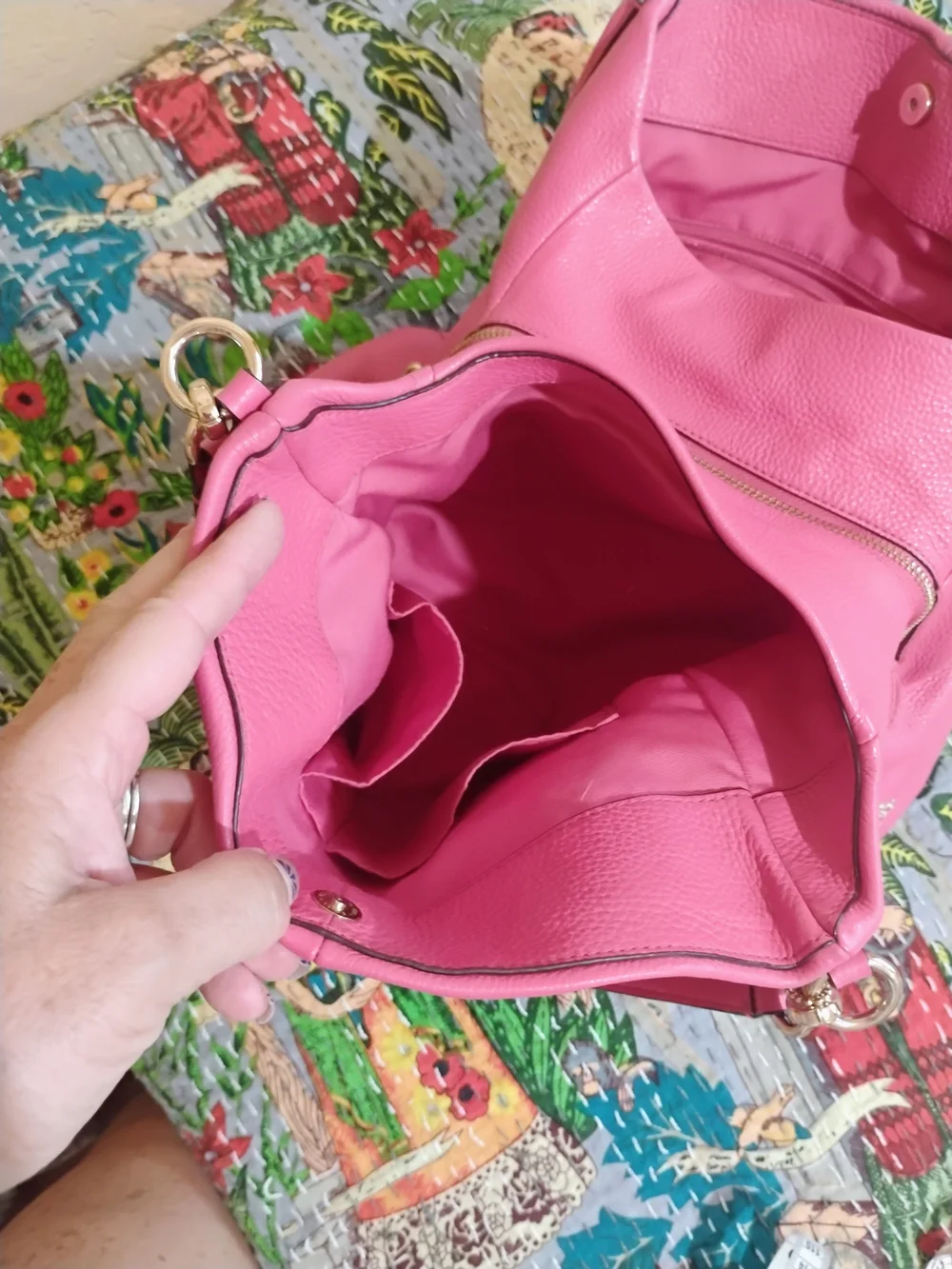 Coach Hot Pink Pebbled Leather Hobo with Gold Hardware